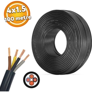 Ttr Cca Çok Telli Elektrik Kablosu Topraklı Bakır Iletken Damarlı Siyah Kablo 4x1.5 mm 100 Metre