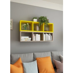 Dekormer Design Kitaplık Duvar Rafı Ikili Renkli Takım Sarı Cordoba