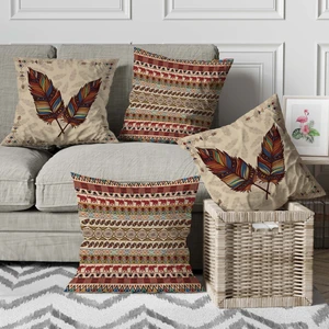 Menesa Home Tüy Desenli Doğal Temalı Afrika Renkli Dijital Baskılı Kırlent Kılıfı
