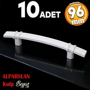 Alparslan 96 mm Kulp Sert Plastik Beyaz Çekmece Mobilya Mutfak Dolap Kulbu 10 Adet