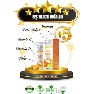 Vitamin C, Beta Glukan, Çinko, Vitamin D, Propolis Efervesan Tablet Takviye Edici Gıda