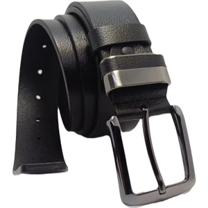 Karalı Deri Deribond Deri Metal Köprülü Erkek Kemer