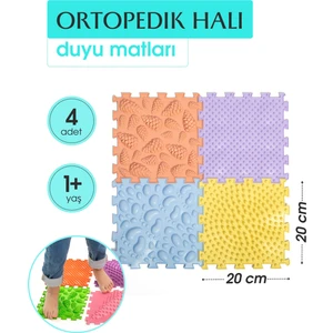 4 Modüllü Ortopedik Halı Çocuk Duyu Matları Renkli Puzzle Çocuk Masaj Halıları OH402