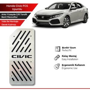 Honda Civic Fc5 Ayak Dinlendirme Pedalı Krom Ayak Dayama Pedalı 2016 2021 Arası Uyumlu