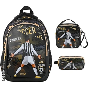 MU-9140 Ilkokul Sırt Çantası Soccer Game + Beslenme Çantası + Kalem Kutusu