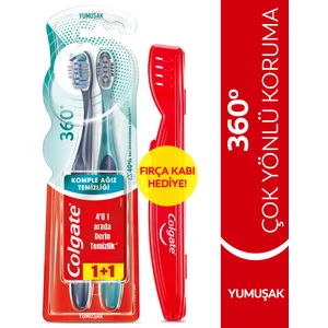 360 Komple Ağız Temizliği Çok Yönlü Koruma Yumuşak Diş Fırçası 1+1 Fırça Kabı