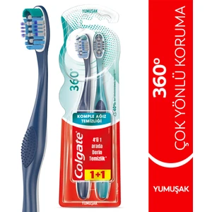 360 Komple Ağız Temizliği Çok Yönlü Koruma Yumuşak Diş Fırçası 1+1