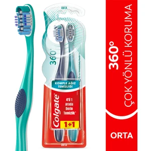 360 Komple Ağız Temizliği  Orta Diş Fırçası 1+1