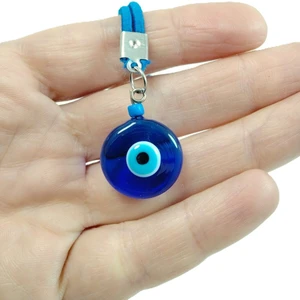 Minik Mavi Nazar Boncuğu Araba Dikiz Ayna Süsü El Yapımı 1,5 cm Cam Hediyelik Aksesuar