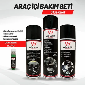 Araç Içi Bakım Seti 3'lü Paket Klima Temizleyici Silikon Sprey Döşeme ve Genel Temizleme Köpüğü