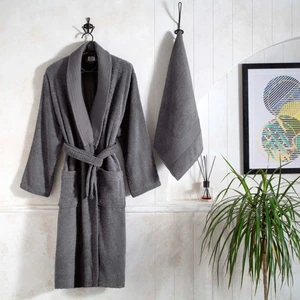 Classic Tekli Bornoz Seti Antrasit