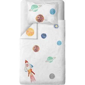 Casadora Baby Space Planet White  Pamuk, Saten Tek Kişilik Çocuk Nevresim Takımı