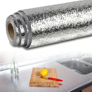 Buffer® Rulo Gümüş Alüminyum Folyo Duvar Kağıdı, Kendinden Yapışkanlı Raf Içi, Su Geçirmez Folyo  2 mt x 60 cm