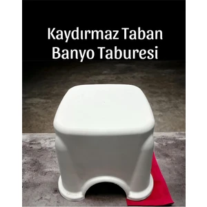 Funny Life Altı Lastikli Kaymaz Lüx Kare Strong Çok Amaçlı Beyaz Banyo Taburesi