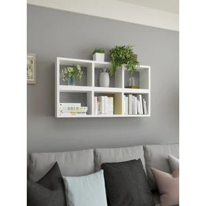 Dekormer Design Kitaplık Duvar Rafı Yatay Dikey Takım Beyaz