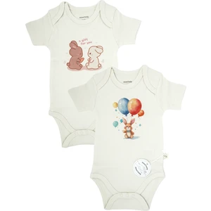 Masel Baby Pamuk 2'li Baskılı Kısa Kollu Bebek Body Zıbın