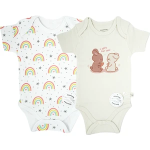 Masel Baby Pamuk 2'li Baskılı Kısa Kollu Bebek Body Zıbın