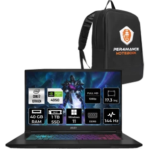 Msı Katana 17 Intel Core I7 13620H 40GB 1tb SSD RTX4050/6GB 17.3" Fhd 144Hz W11H Taşınabilir Bilgisayar B13VEK-1036XTR & Per4 Çanta B13VEK1036XTRP363