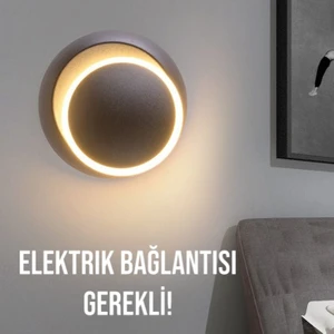 Full Reyon Siyah Alüminyum Kasa, Elektrikle Çalışır, 6 Watt, Günışığı,  Yatakbaşı Aplik Modern Gece Lambası