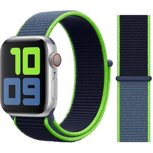 Apple Watch 42MM Uyumlu Kordon Hasır Örgü Cırt Cırtlı Terletmeyen Krd-03 Kumaş Kayış, 57-Lime