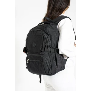 Fcstore Krinkıl Kumaş Suya Dayanıklı Büyük Boy Siyah Klinkır Sırt Çantası Laptop Günlük Okul Çanta