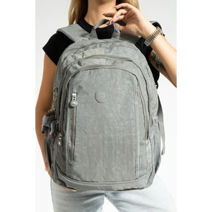 Fcstore Krinkıl Kumaş Suya Dayanıklı Büyük Boy Gri Klinkır Sırt Çantası/laptop Seyahat Okul Çanta