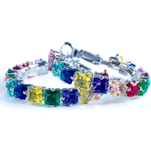 Renkli Zirkon Luxury Halka Küpe