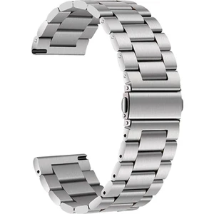 Huawei Watch Gt 3 46MM 22MM Uyumlu Kordon Metal Baklalı Tasarım Zore Band-04 Kayış, Gümüş