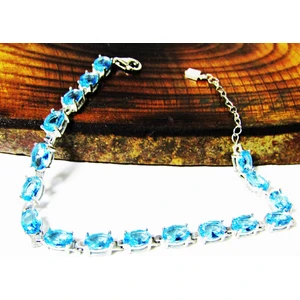 Lilah Gümüş Tr Lilahgümüştr Gümüş Aqua Oval Taşlı Kadın Bileklik