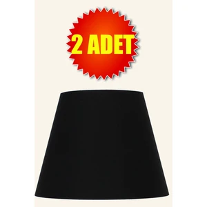 Siyah Konik Başlık Kumaş Abajur Şapka 2 Adet Çap 35 cm A872