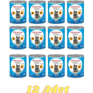 Premium Yüksek Proteinli Balık Etli Konserve Yaş Kedi Maması 415GRX12 Adet