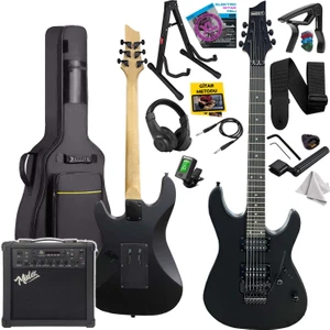 GRX-300-25-AMP Profesyonel Elektro Gitar Seti 25 Watt Gainli Şarjlı Bluetooth'lu Amfi ve Full Set