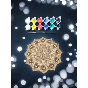 Sharp & Art 12 Farklı Model Ahşap Mandala,okul Aktivite,sanatsal Eğitim ve Hobi Seti (6lı Boya ve Fırça Seti)