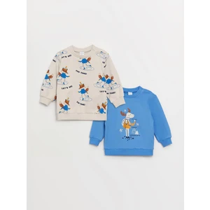 LC Waikiki Lcw Baby Bisiklet Yaka Baskılı Uzun Kollu Erkek Bebek Sweatshirt 2'li