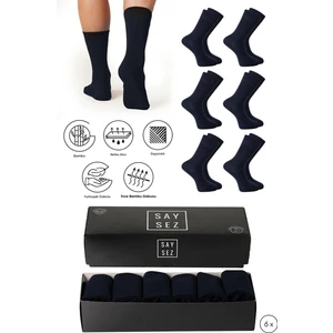 Bambu Erkek Yazlık Soket Klasik Uzun Düz Çorap Dikişsiz Premium Kutulu 6'lı Hediyelik Set