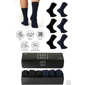Bambu Erkek Yazlık Soket Klasik Uzun Düz Çorap Dikişsiz Premium Kutulu 6'lı Hediyelik Set