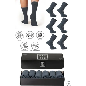 Bambu Erkek Yazlık Soket Klasik Uzun Düz Çorap Dikişsiz Premium Kutulu 6'lı Hediyelik Set