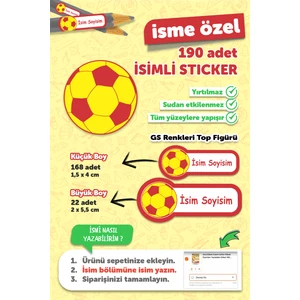 Okul Etiketi Kalem Defter Etiketi Galatasaray Özel Isim Yazılabilen Etiket - 190 Adet