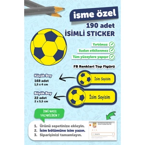 Okul Etiketi Kalem Defter Etiketi Fenerbahçe Özel Isim Yazılabilen Etiket - 190 Adet