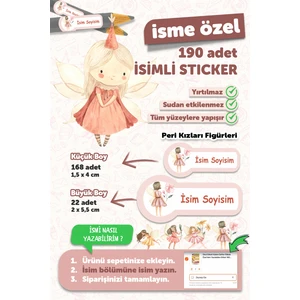 Okul Etiketi Kalem Defter Etiketi Peri Kızı Özel Isim Yazılabilen Etiket - 190 Adet
