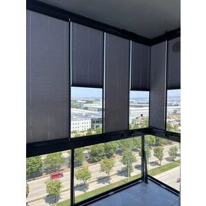 Antrasit Plise Katlanır Cam Balkon Perdesi, Ofis Perdesi, Mutfak Perdesi, Salon Perdesi