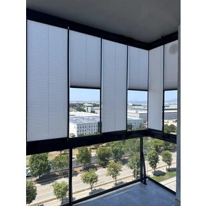 Buz Grisi Plise Katlanır Cam Balkon Perdesi, Ofis Perdesi, Mutfak Perdesi, Salon Perdesi