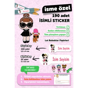 Okul Etiketi Kalem Defter Etiketi Lol Temalı Özel Isim Yazılabilen Etiket - 190 Adet