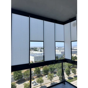 Beyaz Plise Katlanır Cam Balkon Perdesi, Ofis Perdesi, Mutfak Perdesi, Salon Perdesi