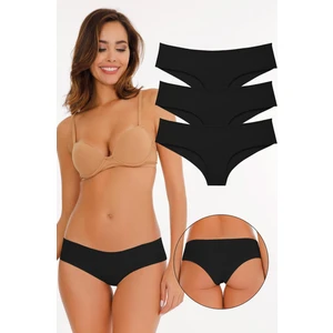 Kadın Brazilian Panty Lazer Kesim Külot 3'lü Paket Set -2113 SİYAH