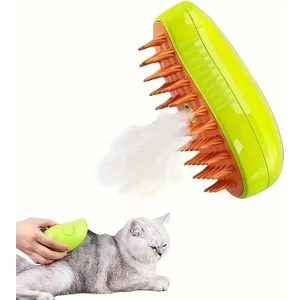 Mabs Tech USB Şarjlı Buharlı Kedi & Köpek Tüy Temizleme Fırçası Tarağı - Masaj Aleti, Yumuşak Silikon Fırça