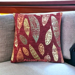 Pillows Store Yaprak Desenli Kırmızı Kırlent Kılıfı 45CM*45CM