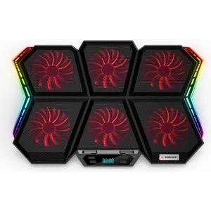AD-RX44 X-GALE 6 Fanlı 12 RGB Işık Modlu 7 Kademe Standlı LCD Göstergeli Notebook Soğutucu