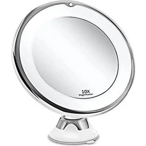 Beautural 10X Büyüteçli Makyaj Aynası LED Işıklı 1 Küresel Mafsal 360 Ayarlanabilir Ataşman Taşınabilir Kozmetik Ayna, Banyo, Seyahat Için Jiujiuso (Yurt Dışından)