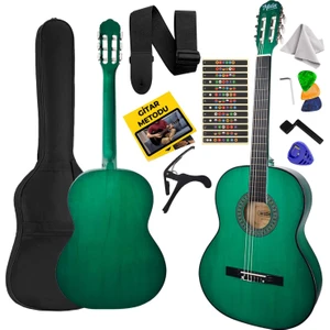 CG-270GR Yeşil Renk Klasik Gitar 4/4 Yetişkin Boy Sap Ayarlı Full Set